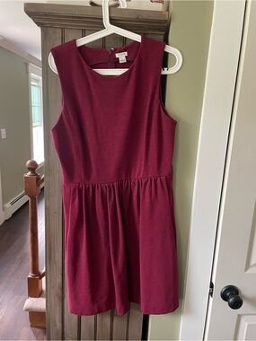 J. Crew Sleeveless Fit-and-Flare Dress in Burgundy